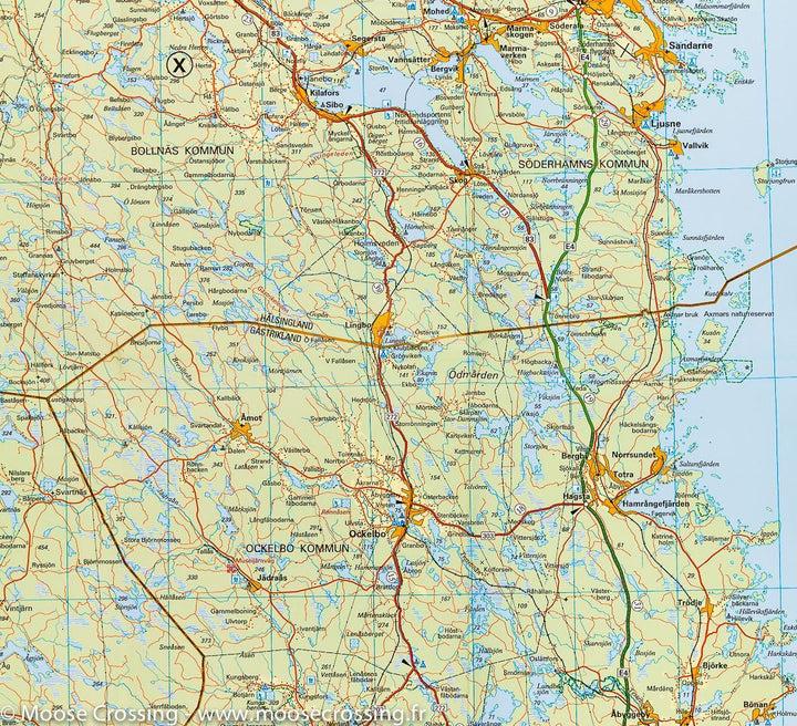 Carte routière #4 - Suède Centrale (Gävle, Sundsvall, Mora)  | Kümmerly   Frey - La Compagnie des Cartes