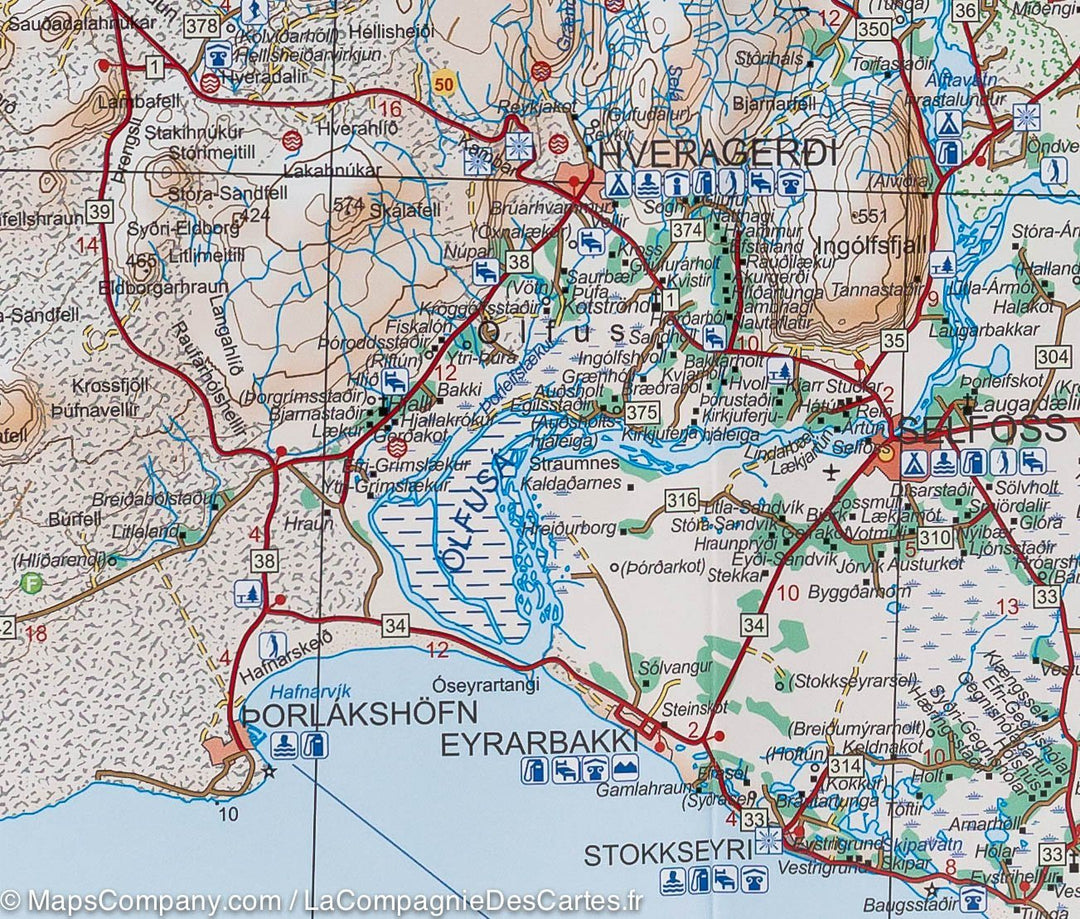 Carte routière de l'Islande centrale - Haut Pays # 5 | Ferdakort - La Compagnie des Cartes