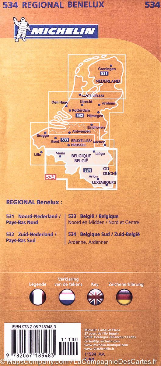 Carte routière de la Belgique Sud &amp; Ardennes | Michelin - La Compagnie des Cartes