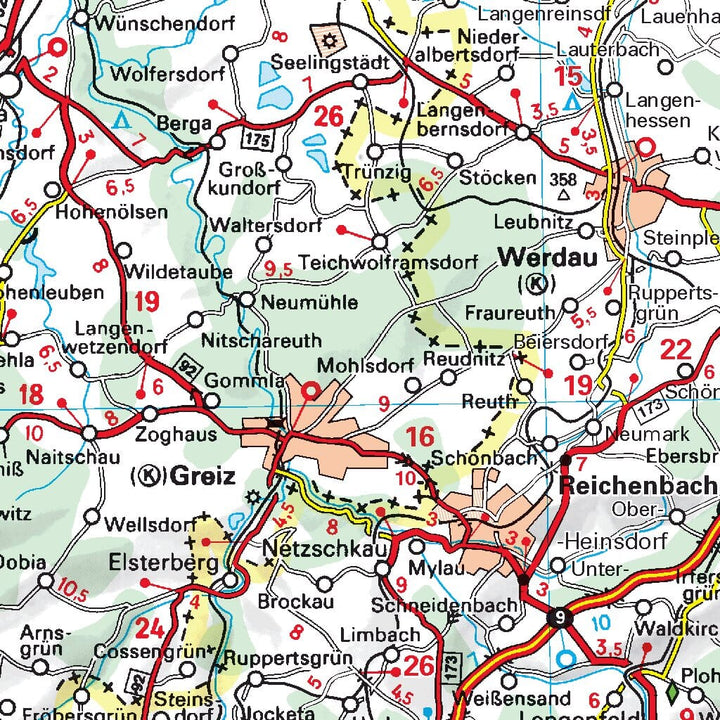 Carte routière n° 544 - Allemagne Centre-Est | Michelin carte pliée Michelin 