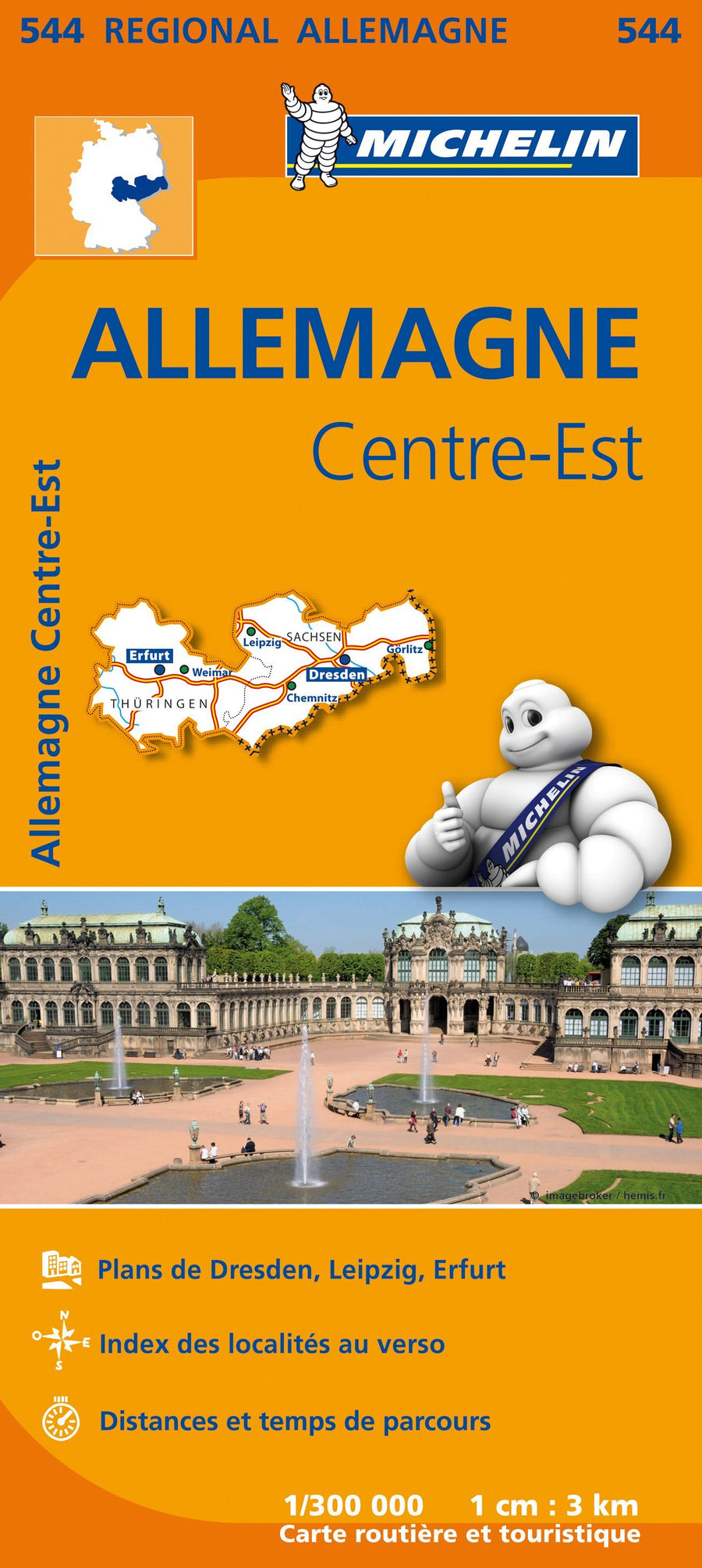Carte routière n° 544 - Allemagne Centre-Est | Michelin carte pliée Michelin 
