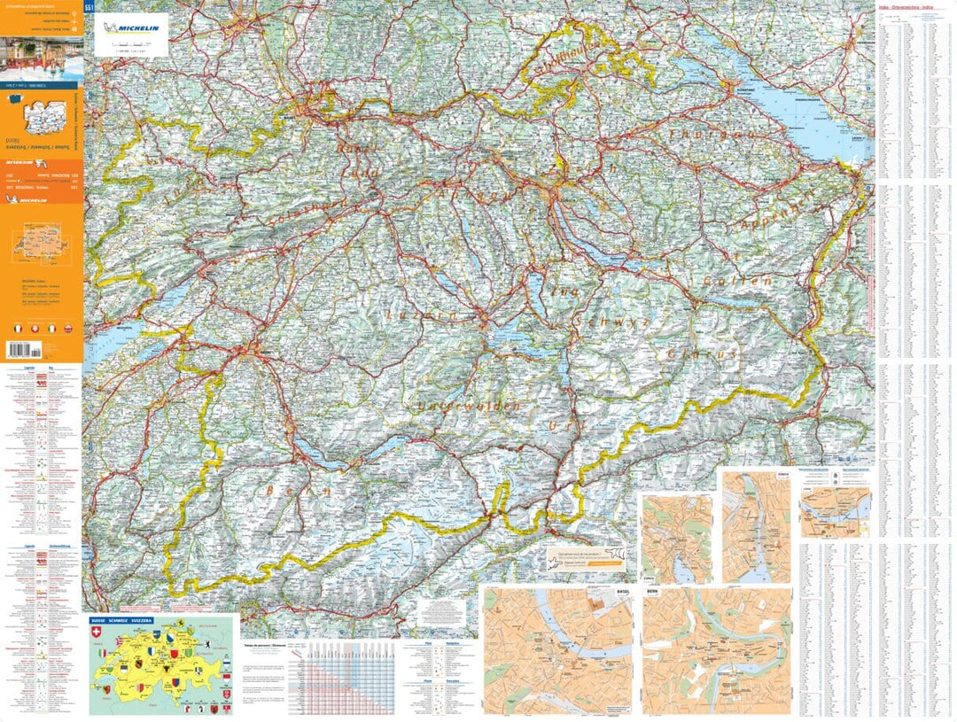 Carte routière n° 551 - Suisse Nord | Michelin carte pliée Michelin 