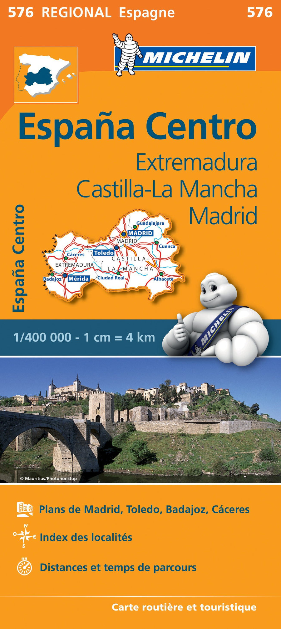 Carte routière n° 576 - Espagne Centrale (Estrémadure, Castille-La-Manche, Madrid | Michelin carte pliée Michelin 