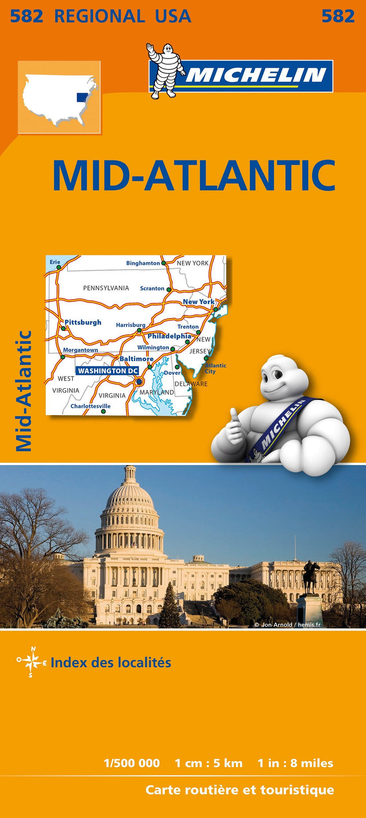 Carte routière n° 582 - Mid-Atlantic (nord-est des USA) | Michelin carte pliée Michelin 