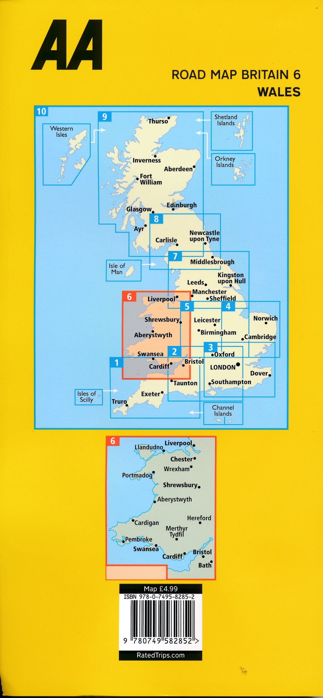 Carte routière n° 6 - Pays de Galles | AA Publishing carte pliée AA Publishing 