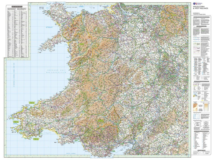 Carte routière n° 6 - Pays de Galles & Ouest des Midlands | Ordnance Survey - Road carte pliée Ordnance Survey 