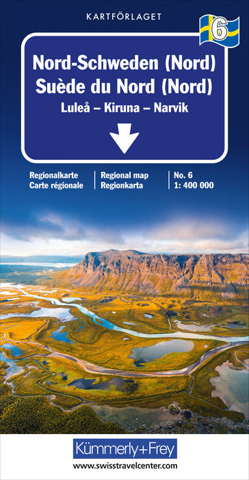 Carte routière n° 6 - Suède du Nord (Nord : Lulea, Kiruna, Narvik) | Kümmerly & Frey carte pliée Kümmerly & Frey 