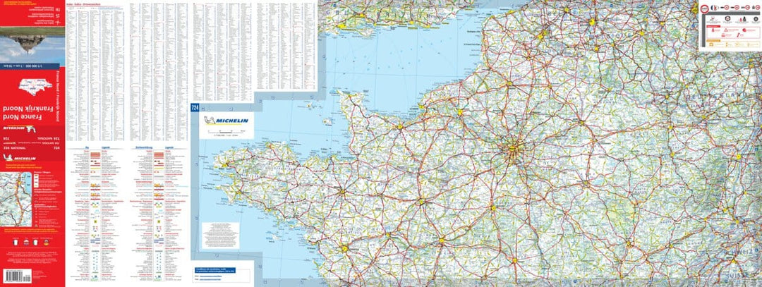 Carte routière n° 724 - France Nord - VERSION MURALE ET PLASTIFIEE |  Michelin