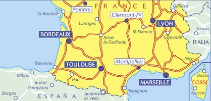 Carte routière n° 725 - France Sud - VERSION MURALE ET PLASTIFIEE | Michelin carte murale grand tube Michelin 