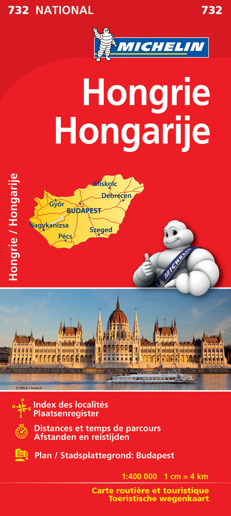 Carte routière n° 732 - Hongrie | Michelin carte pliée Michelin 