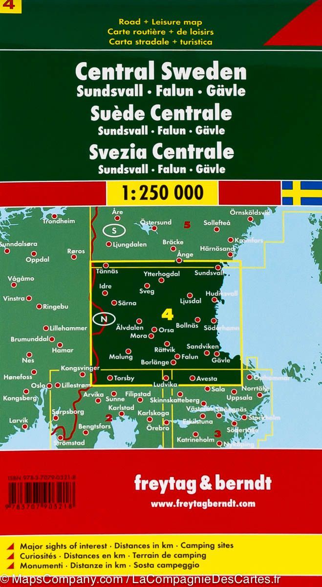 Carte routière de la Suède Centrale, #4 | Freytag & Berndt - La Compagnie des Cartes