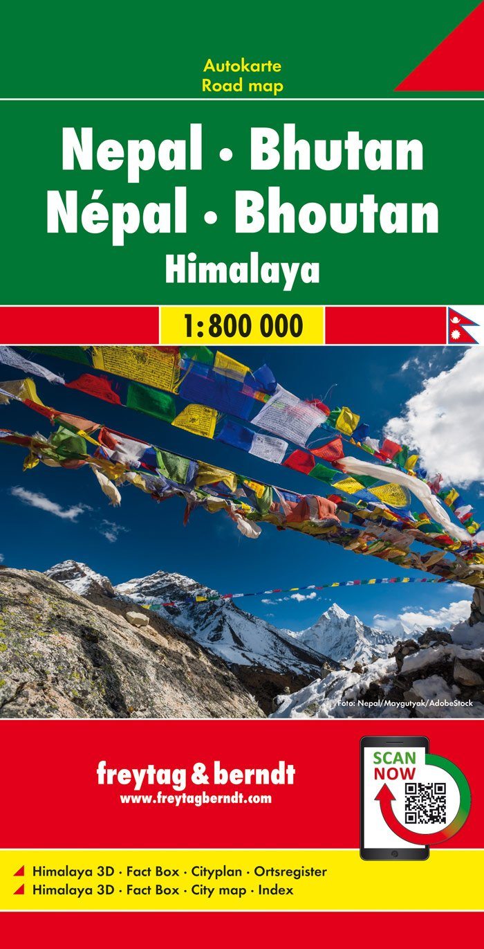 Carte routière - Népal & Bhoutan | Freytag & Berndt carte pliée Freytag & Berndt 