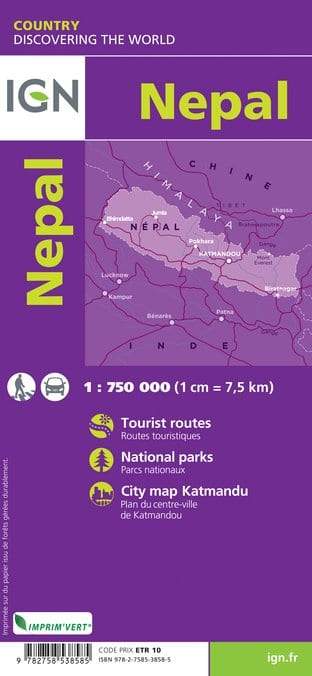 Carte routière - Népal | IGN carte pliée IGN 