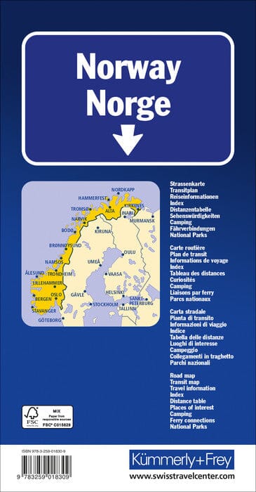 Carte routière - Norvège | Kümmerly & Frey carte pliée Kümmerly & Frey 