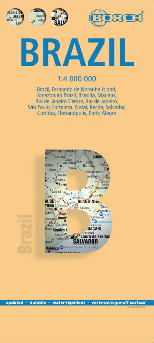 Carte routière plastifiée - Brésil | Borch Map carte pliée Borch Map 