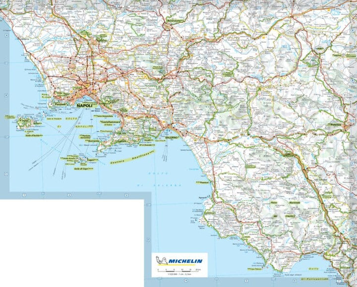 Carte routière plastifiée - Côte Amalfitaine (Naples, Pompéi, Capri, Cilento) | Michelin carte pliée Michelin 