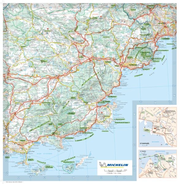 Carte routière plastifiée - Côte d'Azur (Hyères, Cannes, Nice, Menton) | Michelin carte pliée Michelin 