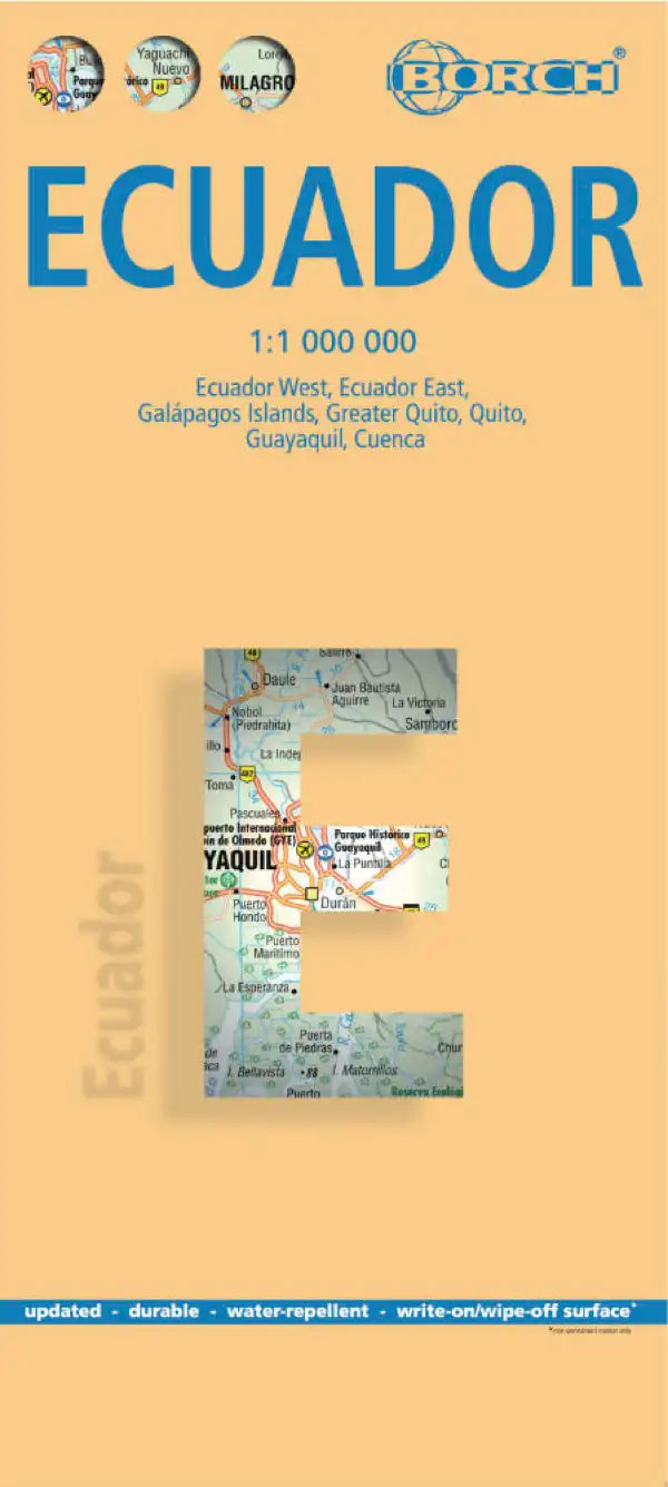 Carte routière plastifiée - Equateur et Galapagos | Borch Map carte pliée Borch Map 