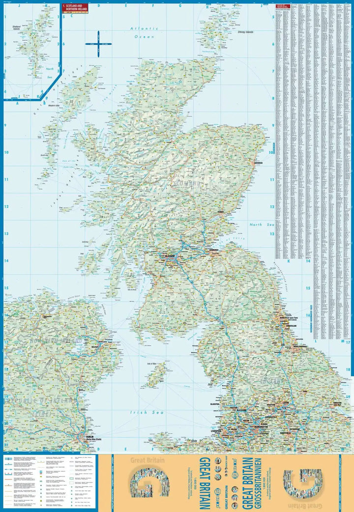 Carte routière plastifiée - Grande Bretagne | Borch Map carte pliée Borch Map 