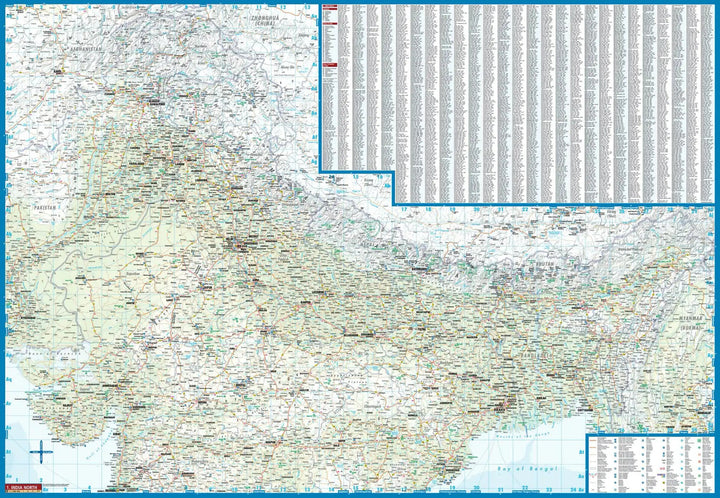 Carte routière plastifiée - Inde Nord | Borch Map carte pliée Borch Map 