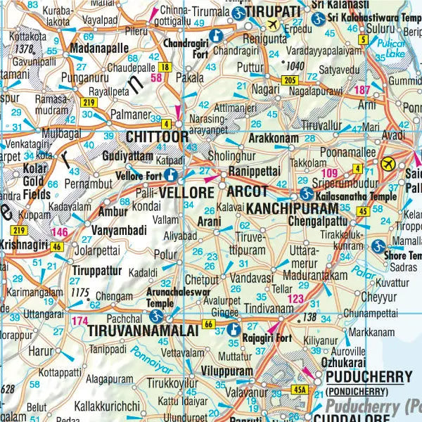 Carte routière plastifiée - Inde Sud | Borch Map carte pliée Borch Map 