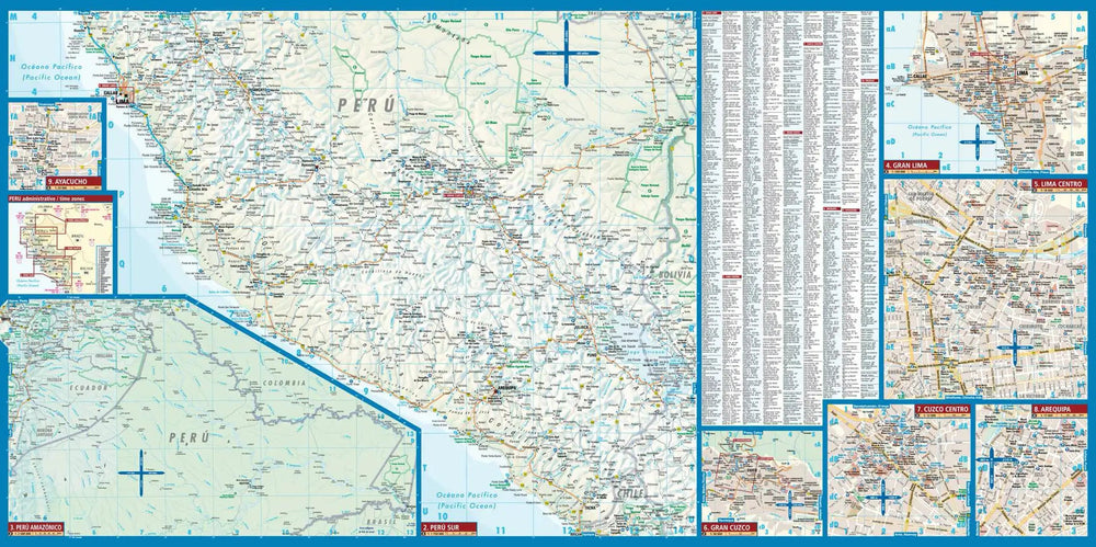 Carte routière plastifiée - Pérou | Borch Map carte pliée Borch Map 
