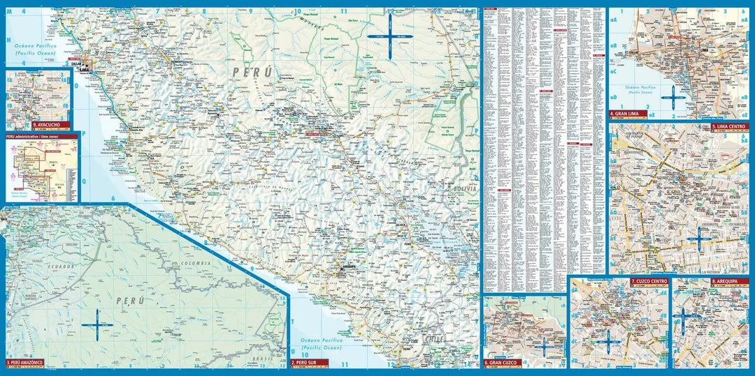 Carte routière plastifiée - Pérou | Borch Map carte pliée Borch Map 
