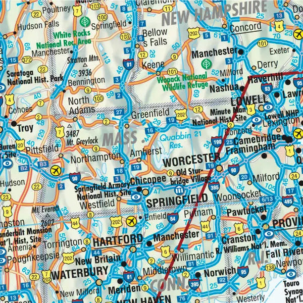 Carte routière plastifiée - USA Nord-Est | Borch Map carte pliée Borch Map 