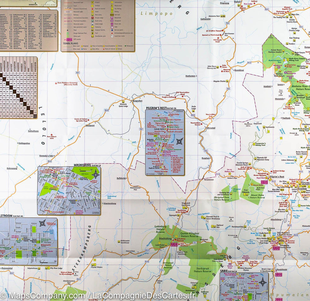 Carte de la Province du Mpumalanga &amp; Parc National Kruger (Afrique du Sud) | MapStudio - La Compagnie des Cartes