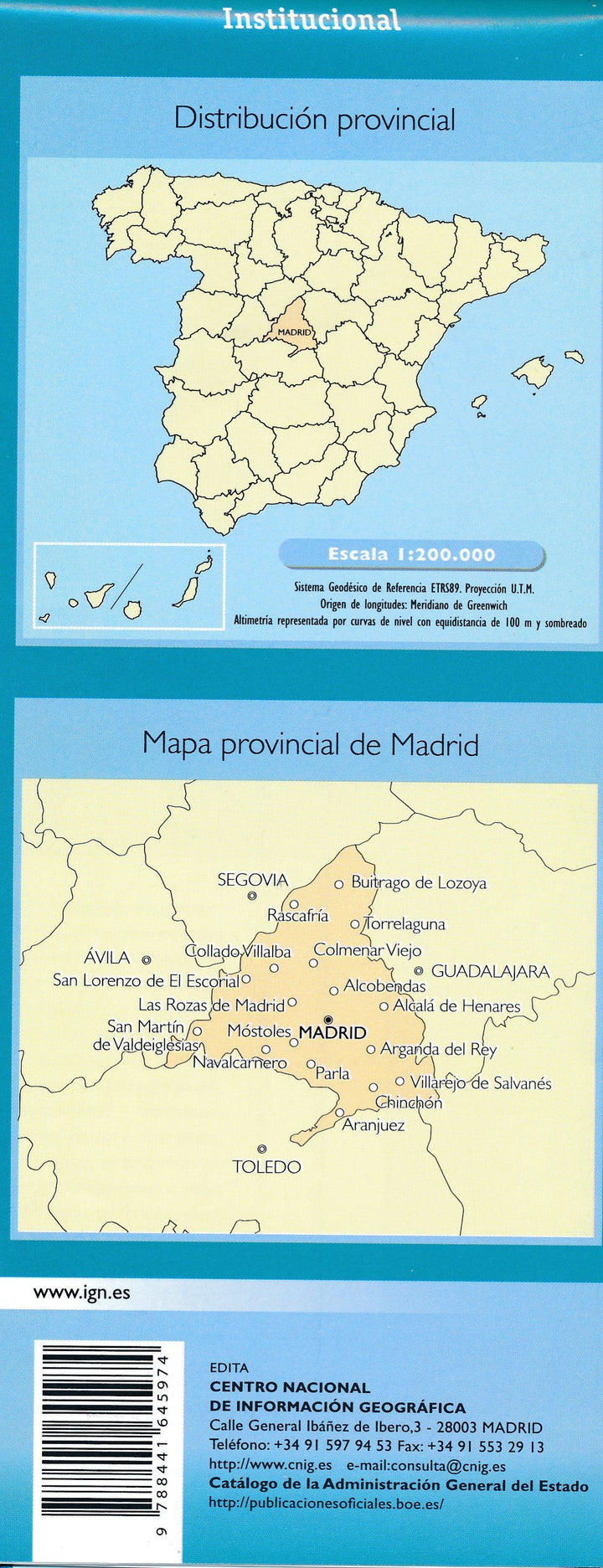 Carte routière provinciale - Madrid, n° 30 | CNIG carte pliée CNIG 