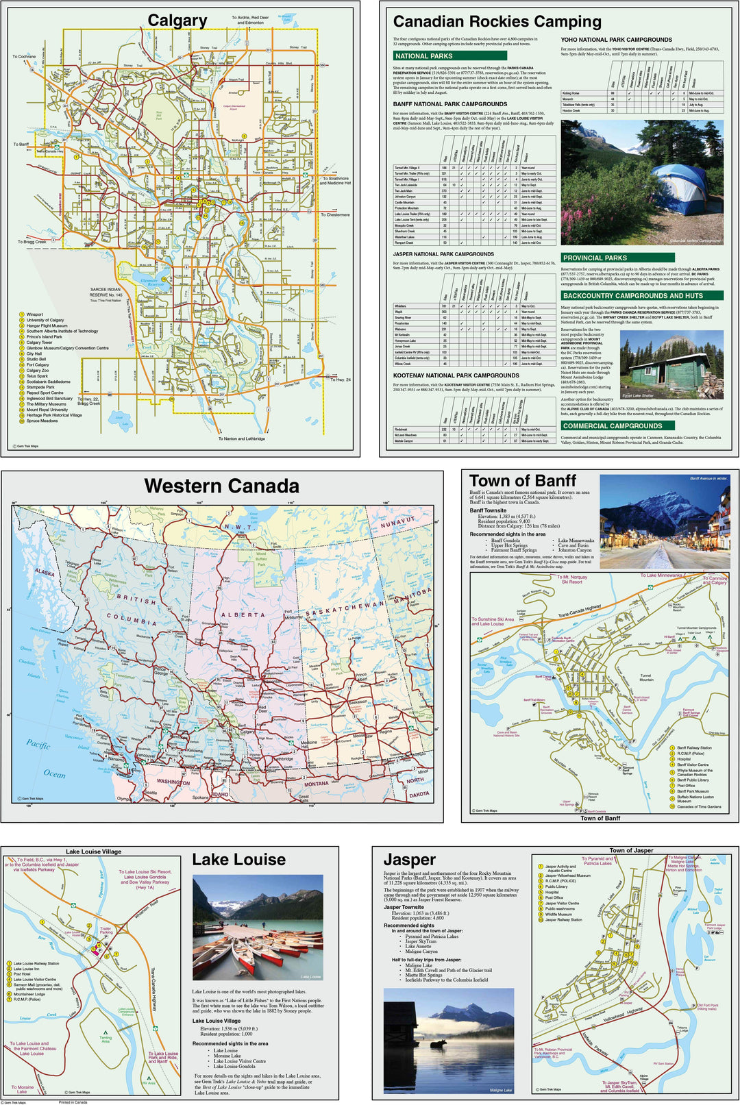 Carte routière - Rocheuses Canadiennes | Gem Trek carte pliée Gem Trek Publishing 