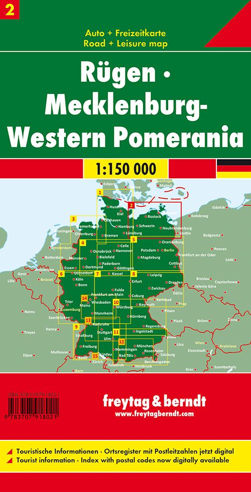 Carte routière - Rügen, Mecklenburg, Vorpommern (Allemagne), n° 2 | Freytag & Berndt - 1/50 000 carte pliée Freytag & Berndt 