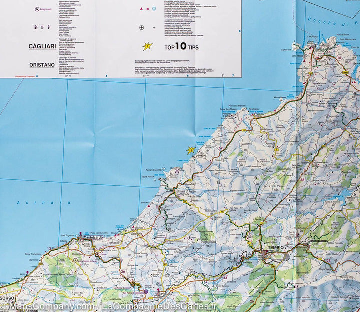 Carte routière de la Sardaigne | Freytag &amp; Berndt - La Compagnie des Cartes