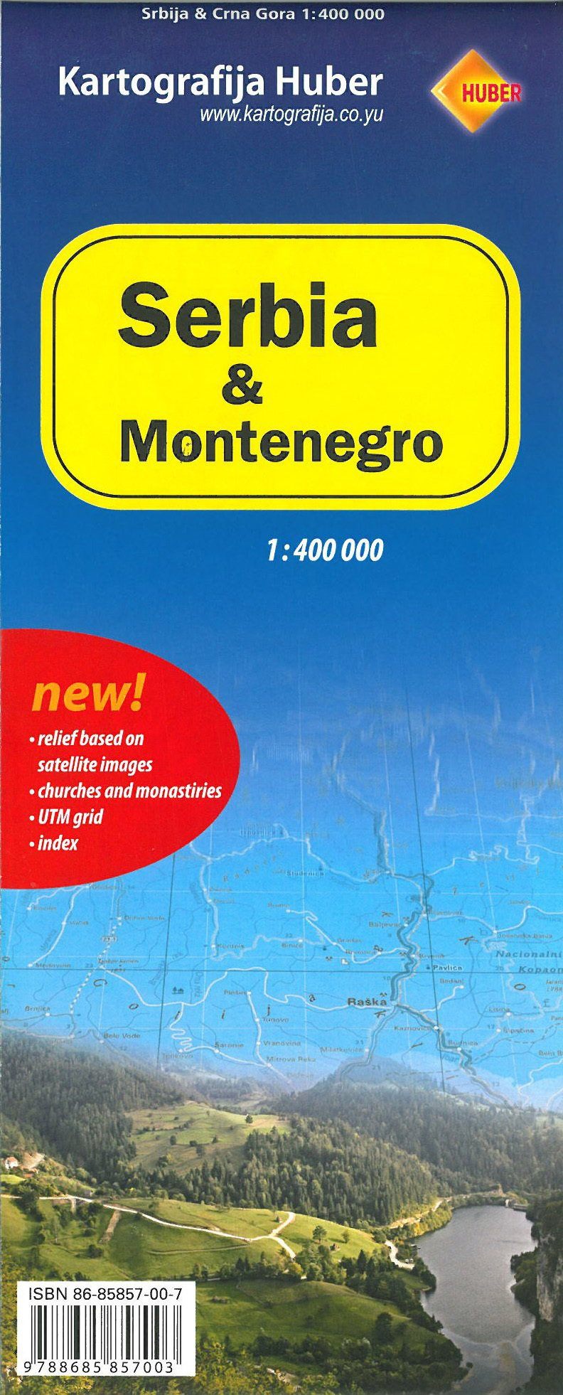 Carte routière - Serbie & Monténégro | Huber carte pliée Huber 