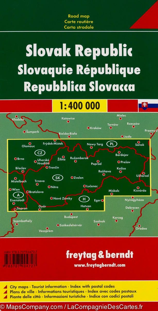 Carte routière de la Slovaquie au 1 / 400 000 | Freytag &#038; Berndt - La Compagnie des Cartes