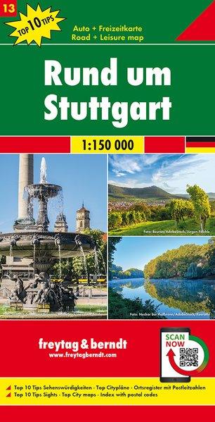 Carte routière - Stuttgart et environs, n° 13 | Freytag & Berndt - 1/150 000 carte pliée Freytag & Berndt 