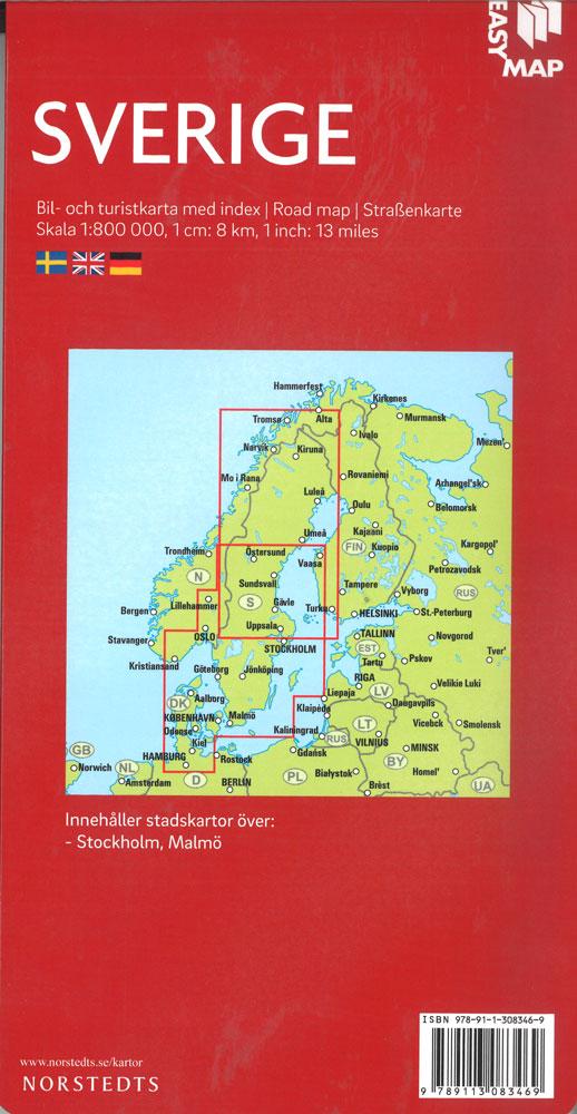 Carte routière - Suède | Norstedts carte pliée Norstedts 