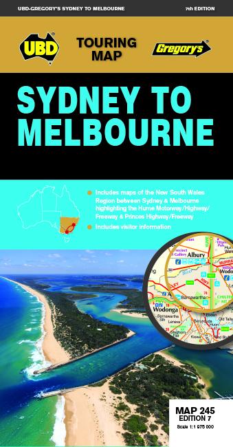 Carte routière - Sydney à Melbourne, n° 245 | UBD Gregory's carte pliée UBD Gregory's 