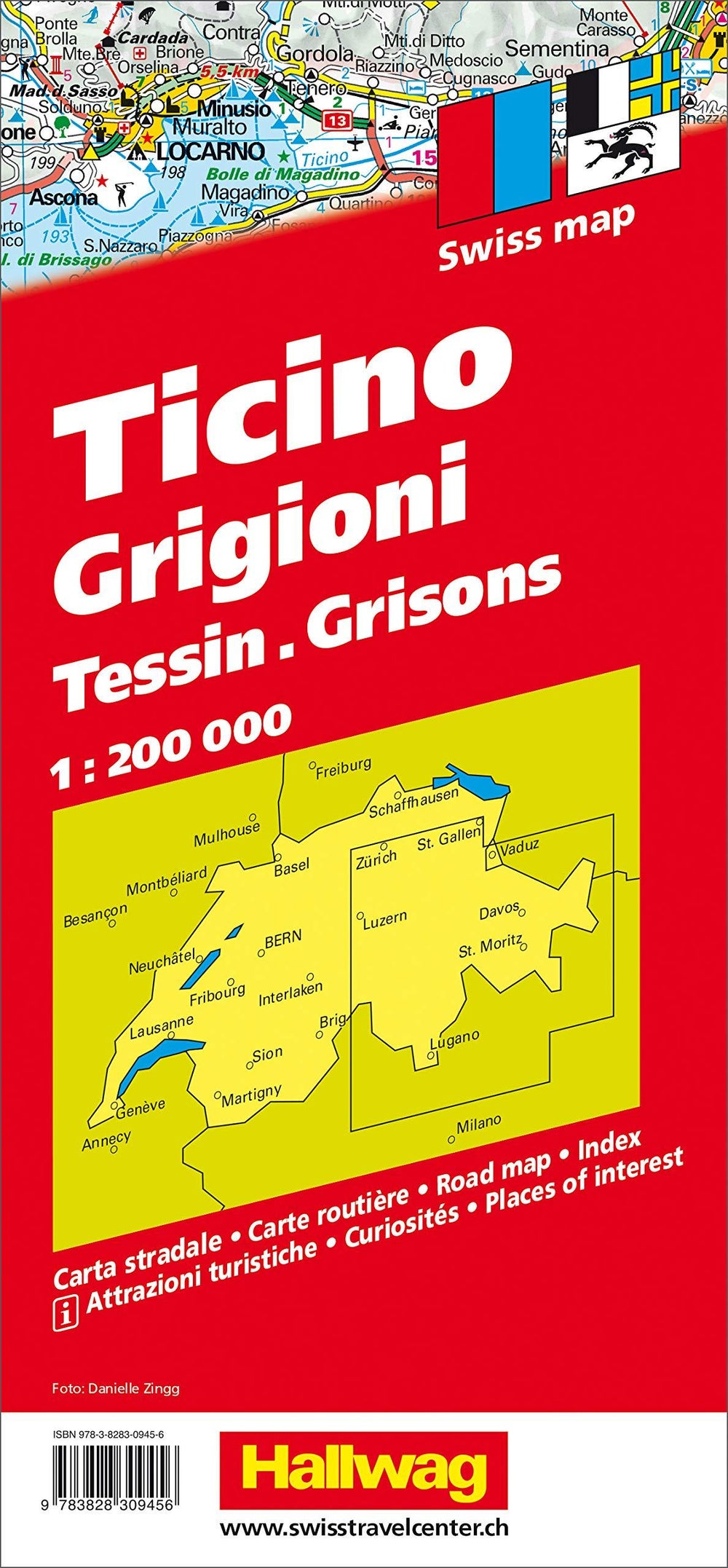 Carte routière - Tessin, Grisons (Suisse) | Hallwag carte pliée Hallwag 