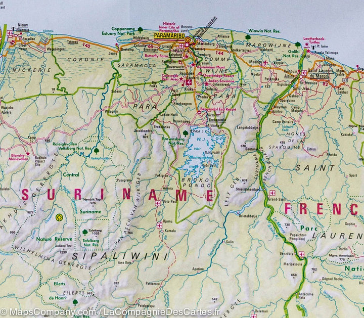 Carte routière - Venezuela, Guyana, Surinam & Guyane Française | Nelles Map carte pliée Nelles Verlag 
