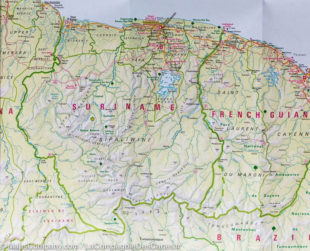 Carte routière - Venezuela, Guyana, Surinam & Guyane Française | Nelles Map carte pliée Nelles Verlag 