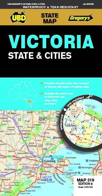 Carte routière - Victoria State & Cities, n° 319 | UBD Gregory's carte pliée UBD Gregory's 
