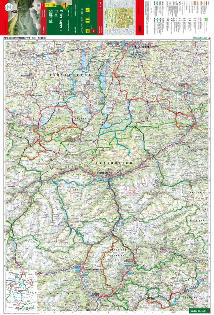 Carte spéciale moto - Haute-Bavière, Tyrol, Sud-Tyrol | Freytag & Berndt carte pliée Freytag & Berndt 