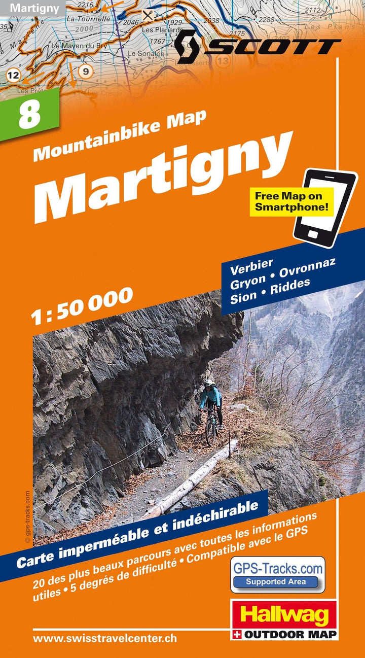 Carte spéciale VTT n° WKM.08 - Martigny (Suisse) | Hallwag carte pliée Hallwag 