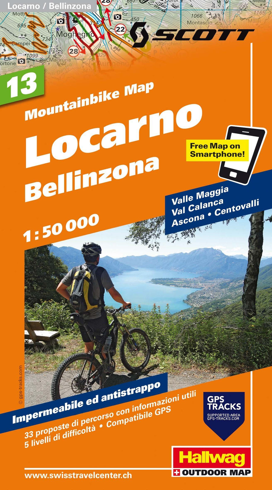 Carte spéciale VTT n° WKM.13 - Locarno, Bellinzone (Suisse) | Hallwag carte pliée Hallwag 