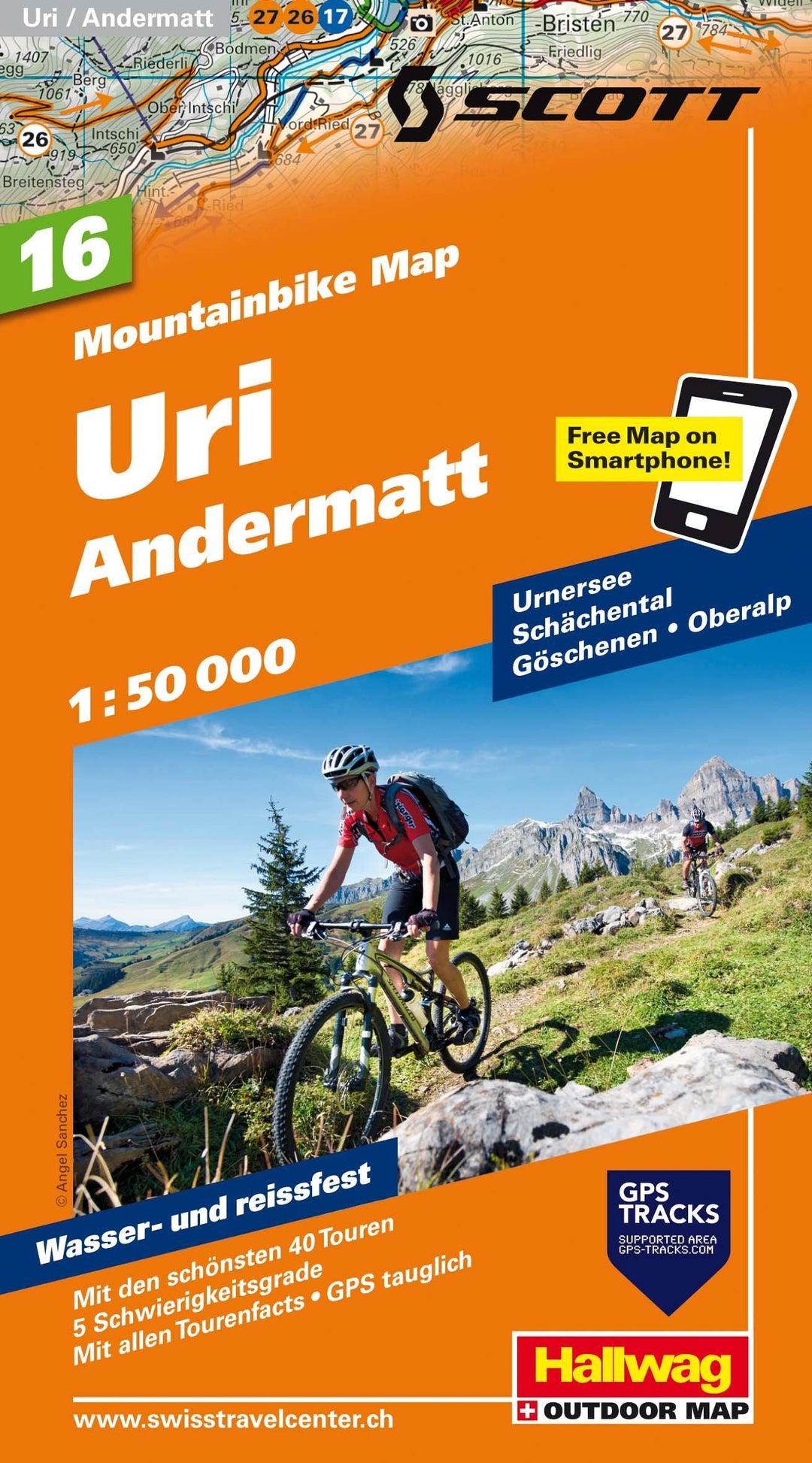 Carte spéciale VTT n° WKM.16 - Uri, Andermatt (Suisse) | Hallwag carte pliée Hallwag 