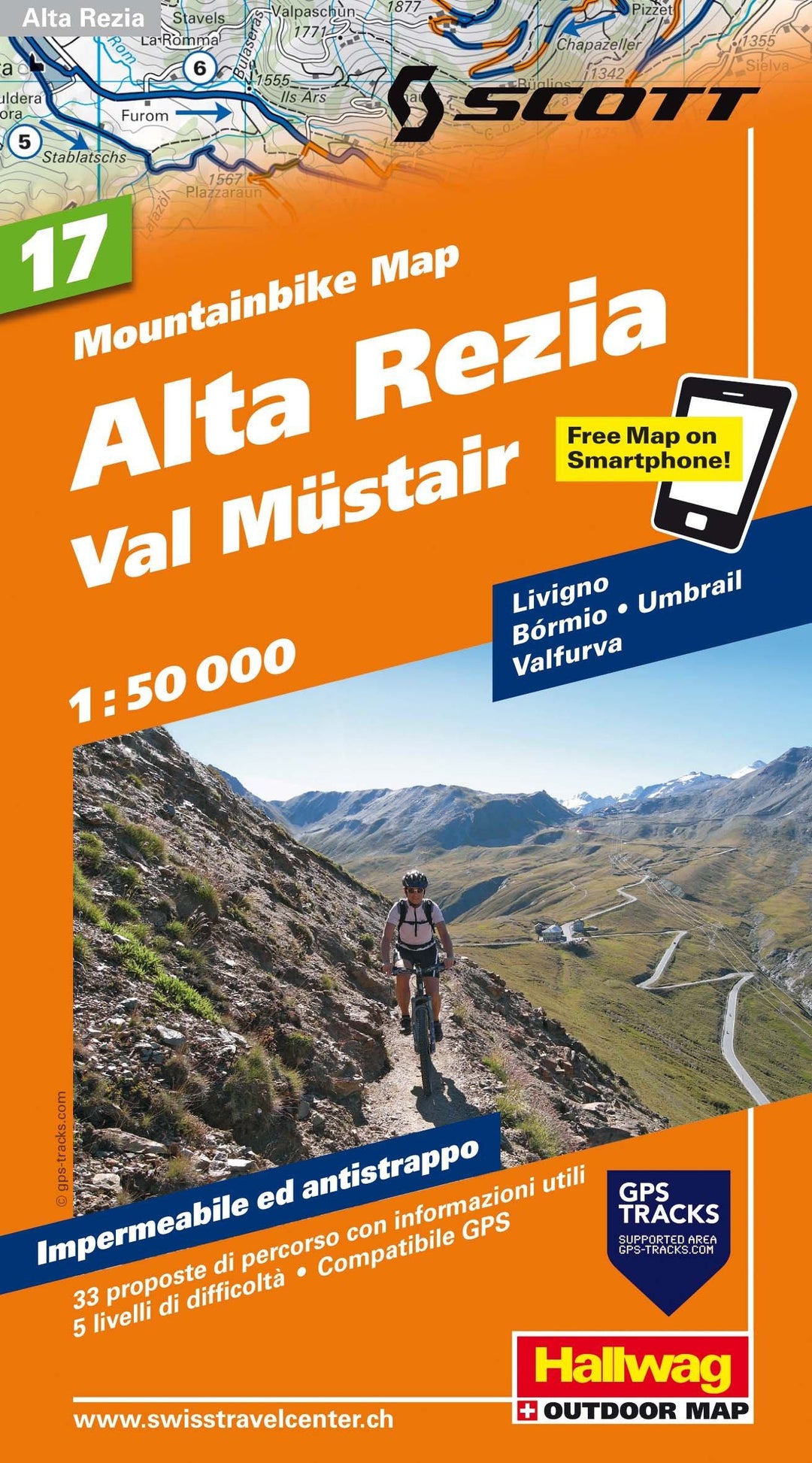 Carte spéciale VTT n° WKM.17 - Alta Rezia, Val Müstair (Suisse) | Hallwag carte pliée Hallwag 