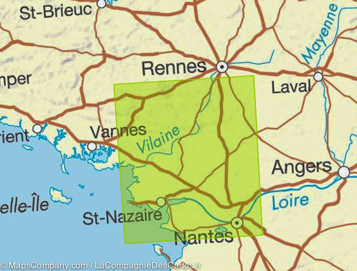 Carte TOP 100 n° 124 - Nantes, Saint-Nazaire & PNR de Brière | IGN carte pliée IGN 