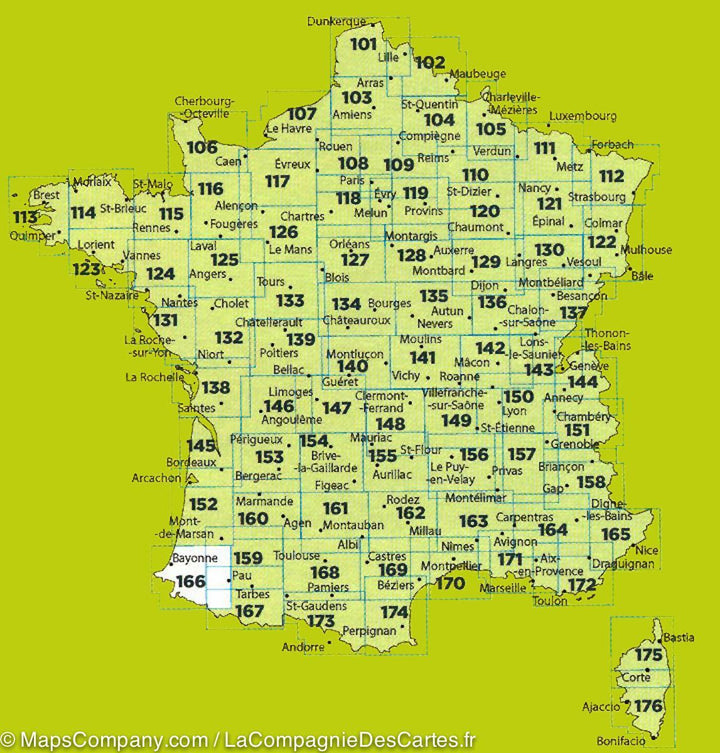 Carte TOP 100 n° 125 - Angers, Laval & Vallée et Châteaux de la Loire | IGN carte pliée IGN 