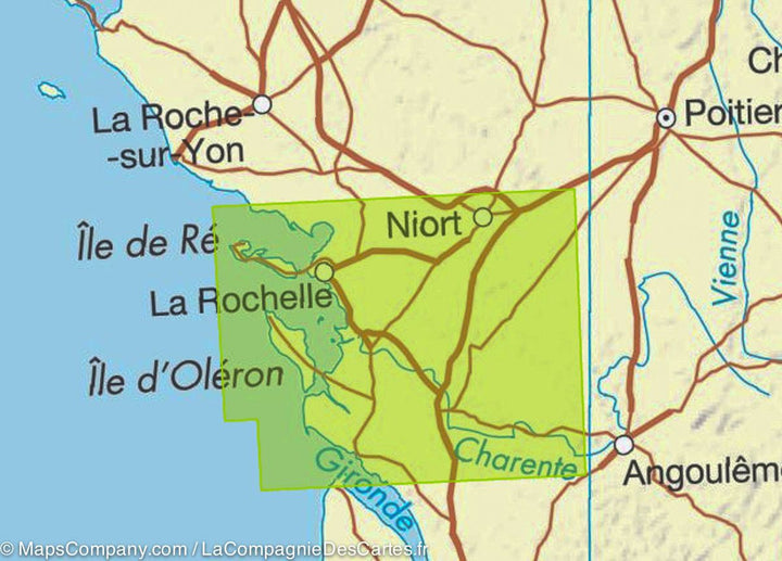 Carte TOP 100 n° 138 - La Rochelle, Cognac, Ile de Ré et d'Oléron | IGN carte pliée IGN 